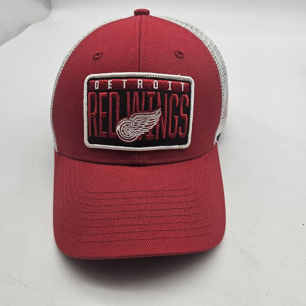 Detroit Red Wings Hat Cap Snap Back Mens One Size Red‎ White NHL Hockey Trucker